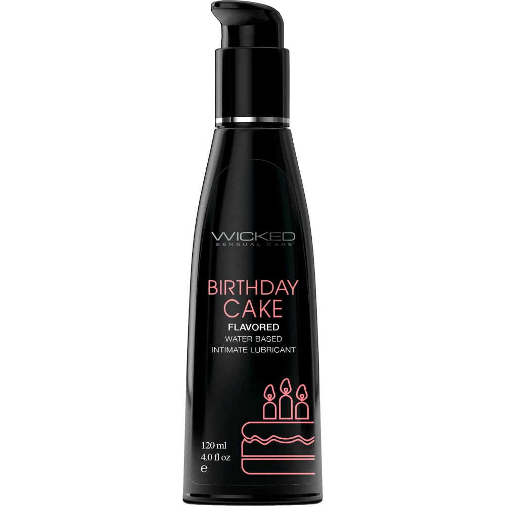 Wicked Aqua Flavored Water Based Intimate Lubricant, 4 fl.oz (120 mL), Birthday Cake