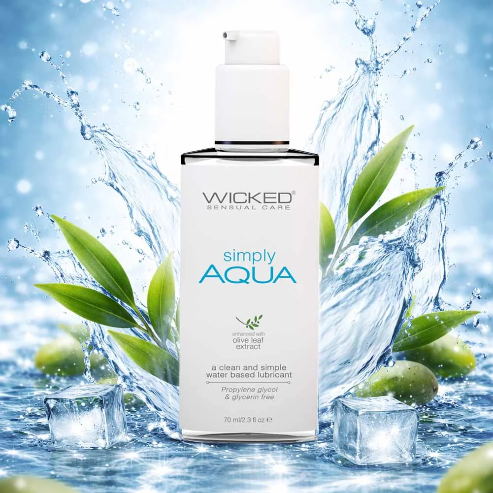 Wicked Simply Aqua Water Based Lubricant with Olive Leaf Extract, 2.3 fl.oz (70 mL)