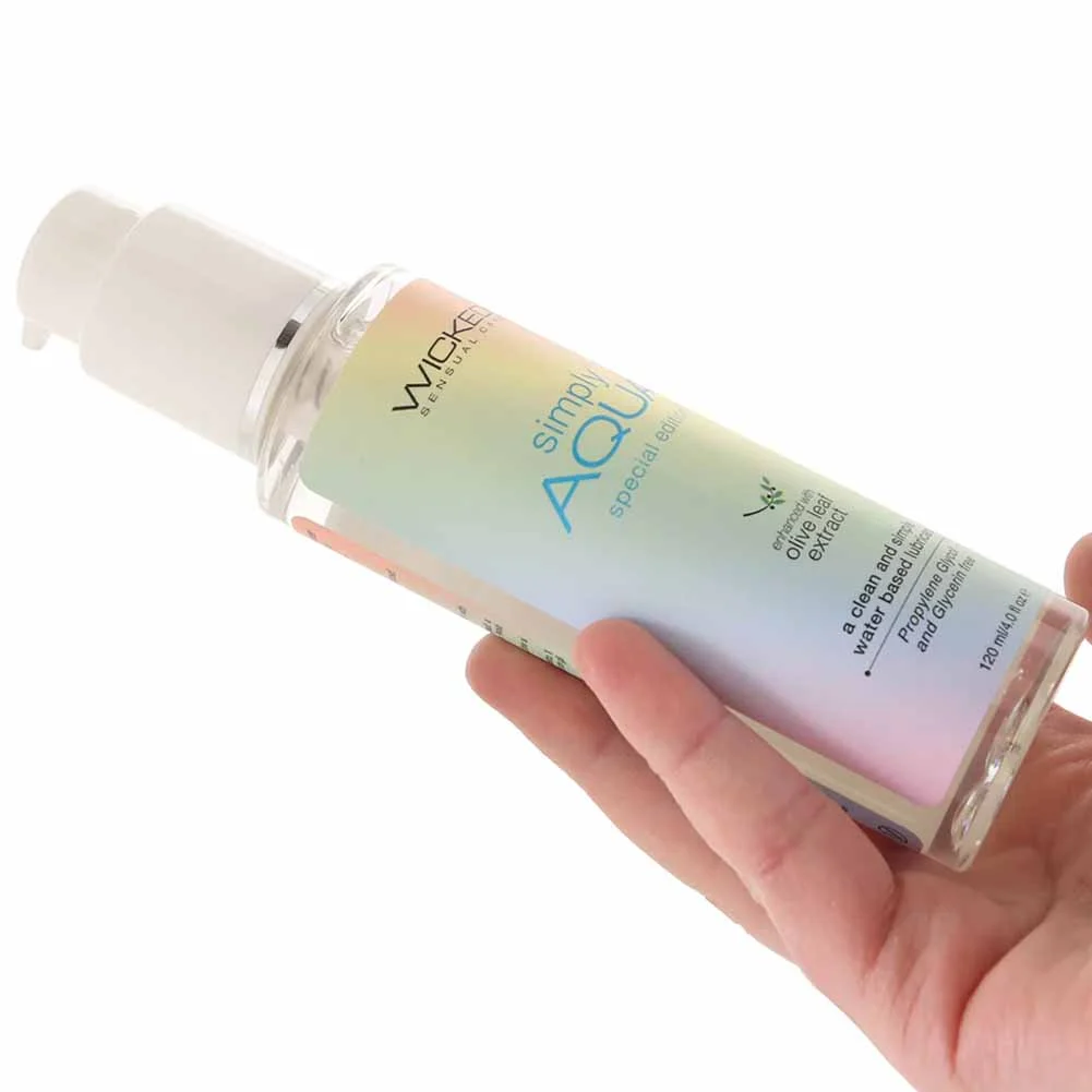 Wicked Simply Aqua Water Based Lubricant with Olive Leaf Extract, 4 fl.oz (120 mL), Special Edition