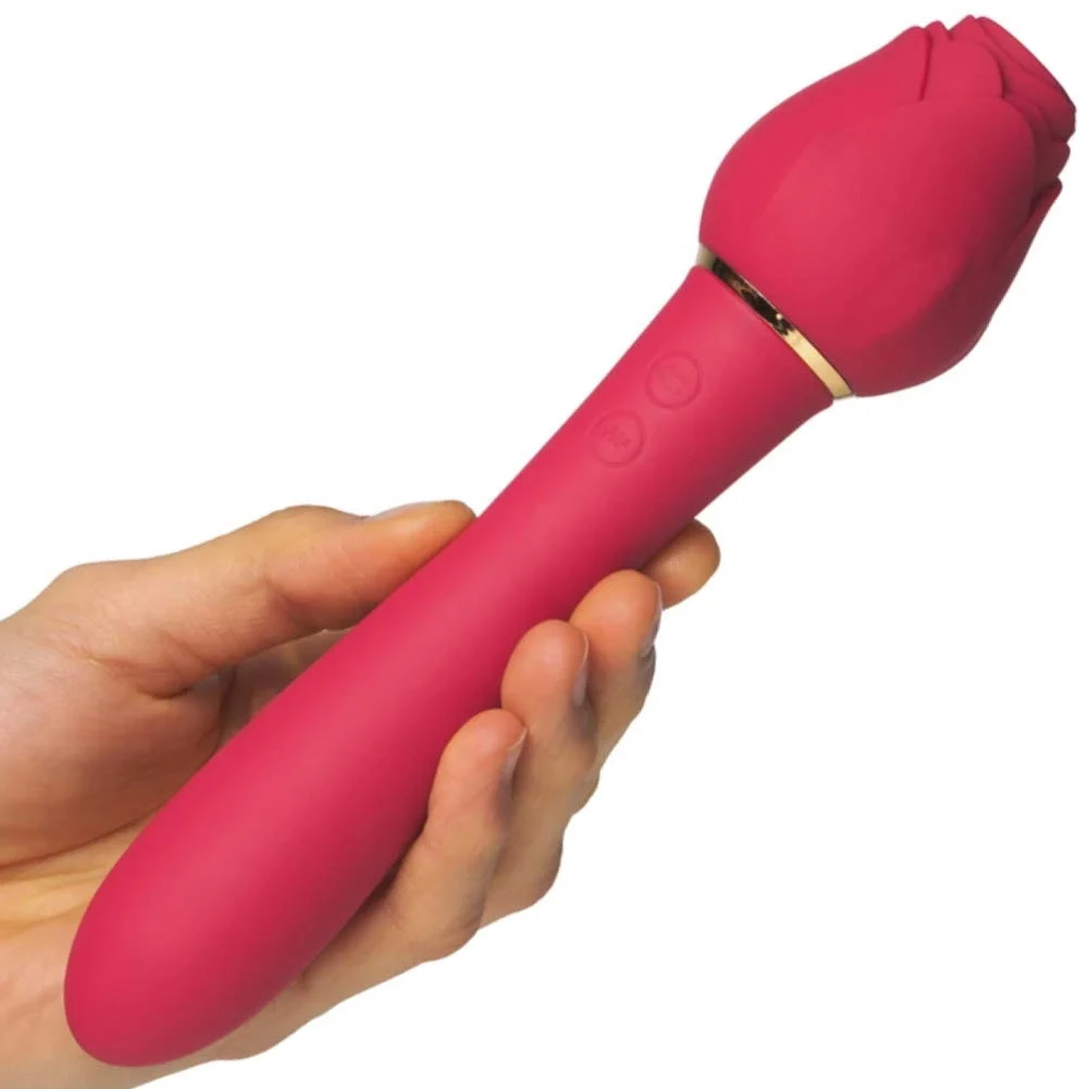 Wild Rose Rechargeable Suction and Vibrating Stimulator, 9.5", Red