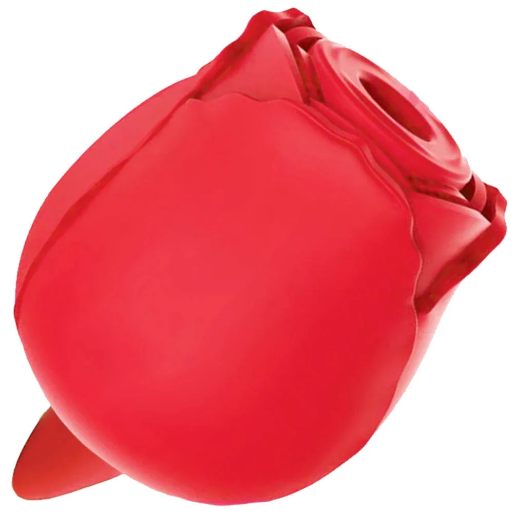 Wild Rose Sucking Bud with Licking Tongue Clitoral Stimulator, 3.75", Red