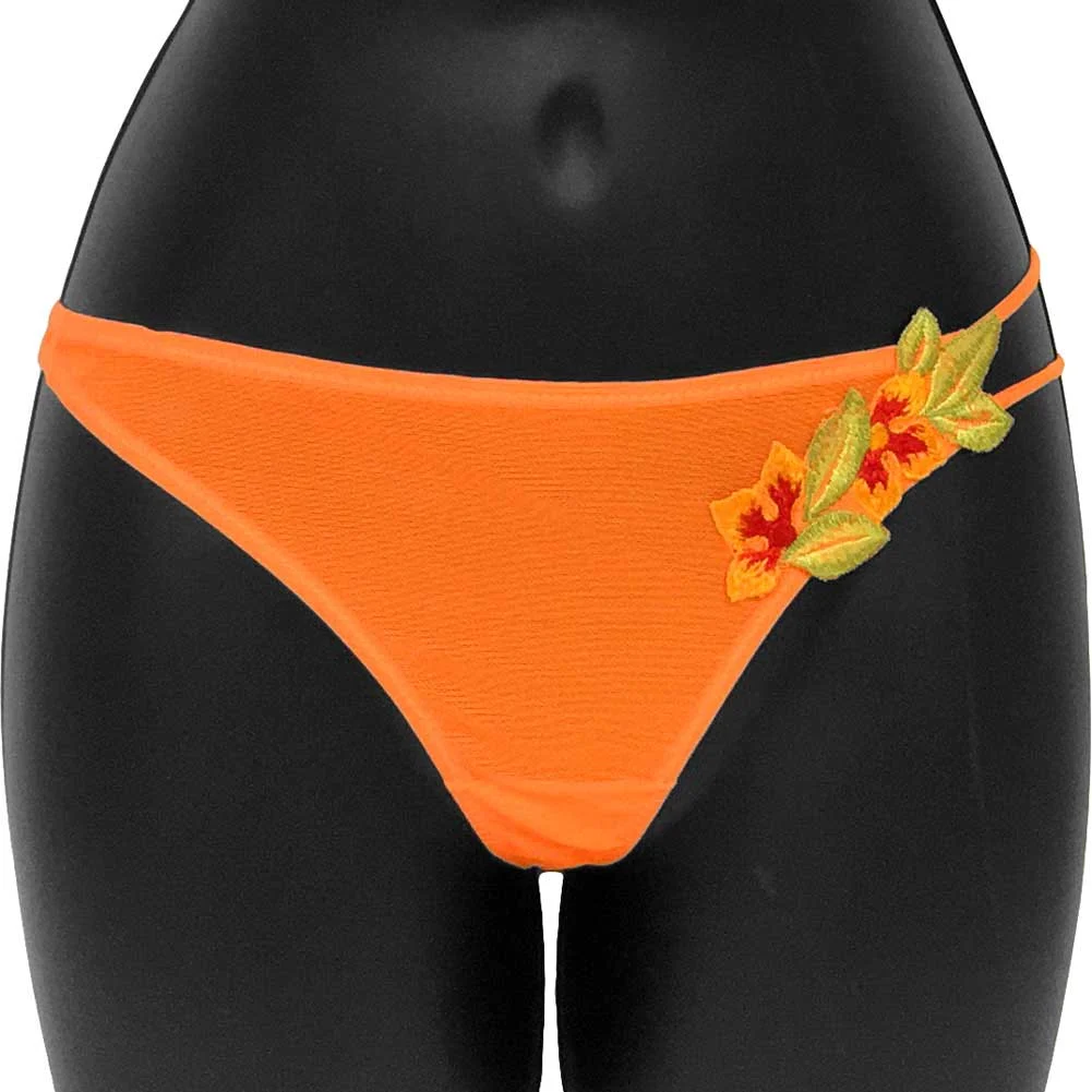 Wildflower Low Rise Thong, Large, Orange