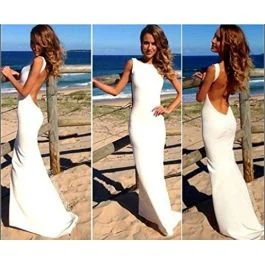 Women Long Sexy Backless Bodycon Sleeveless Evening Party Dress
