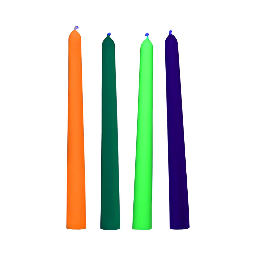 XR Brand Master Series Glow Wax UV Blacklight Reactive Set of 4 Drip Candles For Wax Play